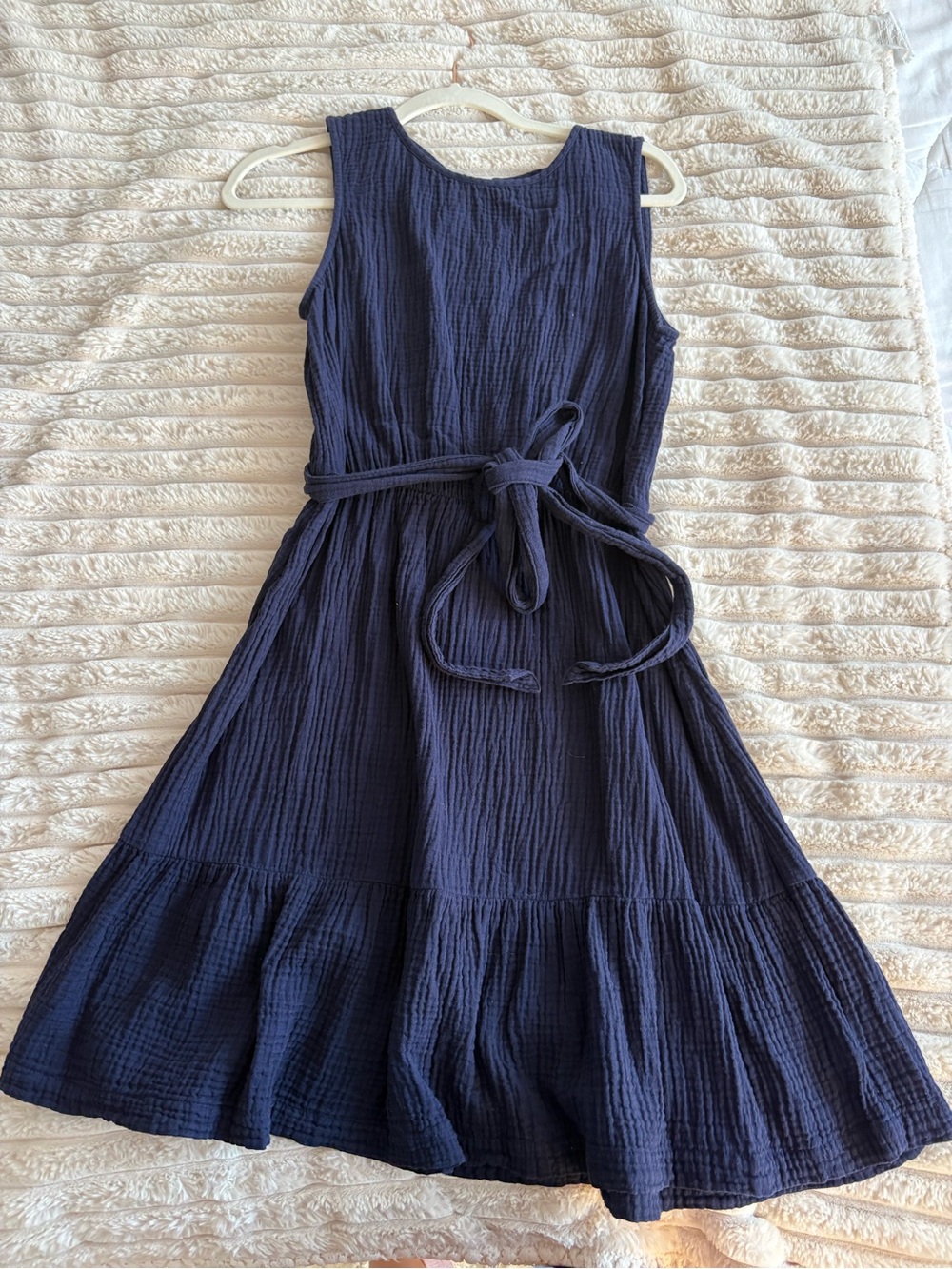 GAP Navy Sleeveless Tie-Waist Midi Dress